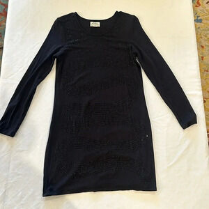 Torn by Ronny Kobo women’s long sleeve mini black bamboo dress large‎